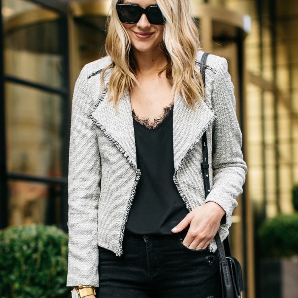 LOFT Light Gray Textured Blazer